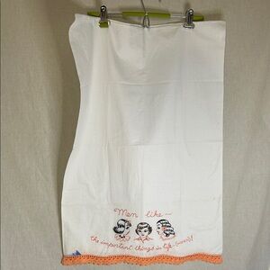 Vintage Embroidered Novelty‎ Pillowcases His & Hers Crochet Trim Set